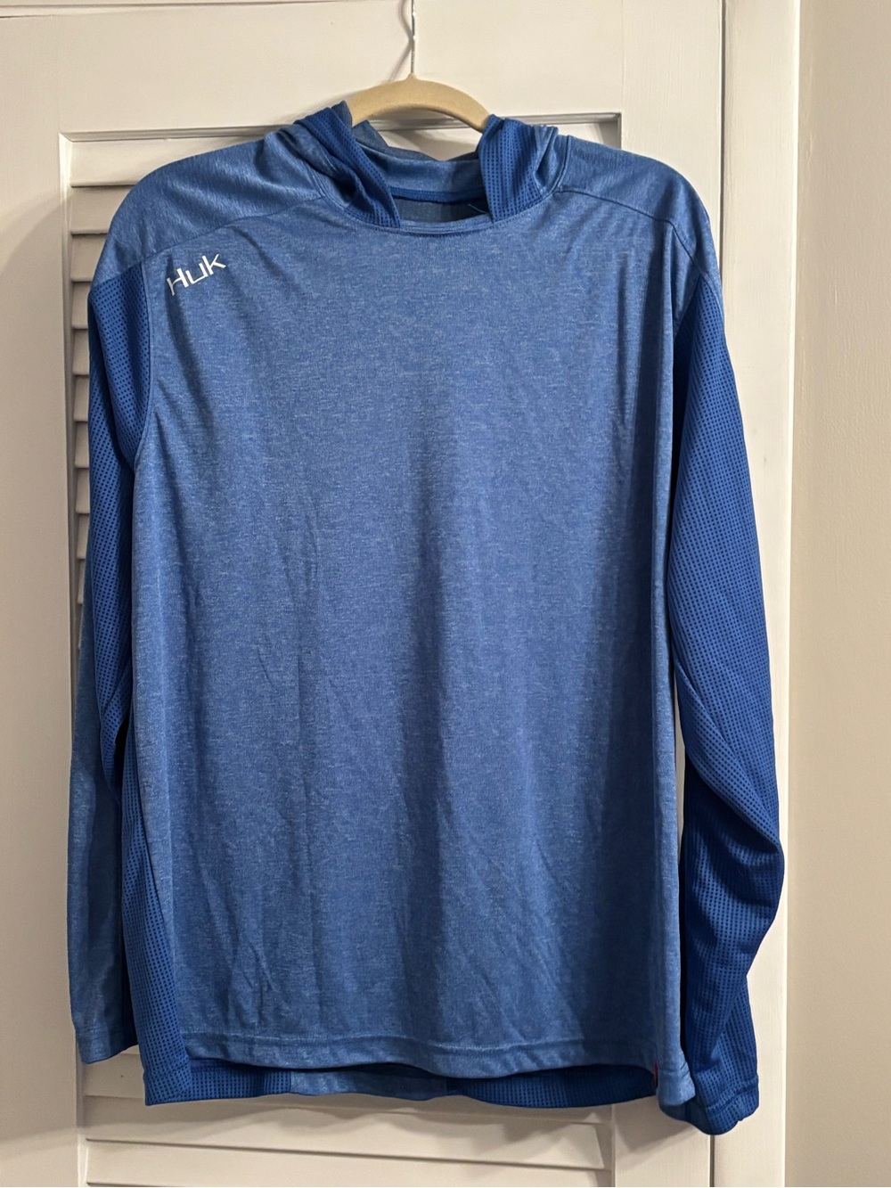 Huk Heathered Royal Blue Performance Hooded Top with Red Logo Tag